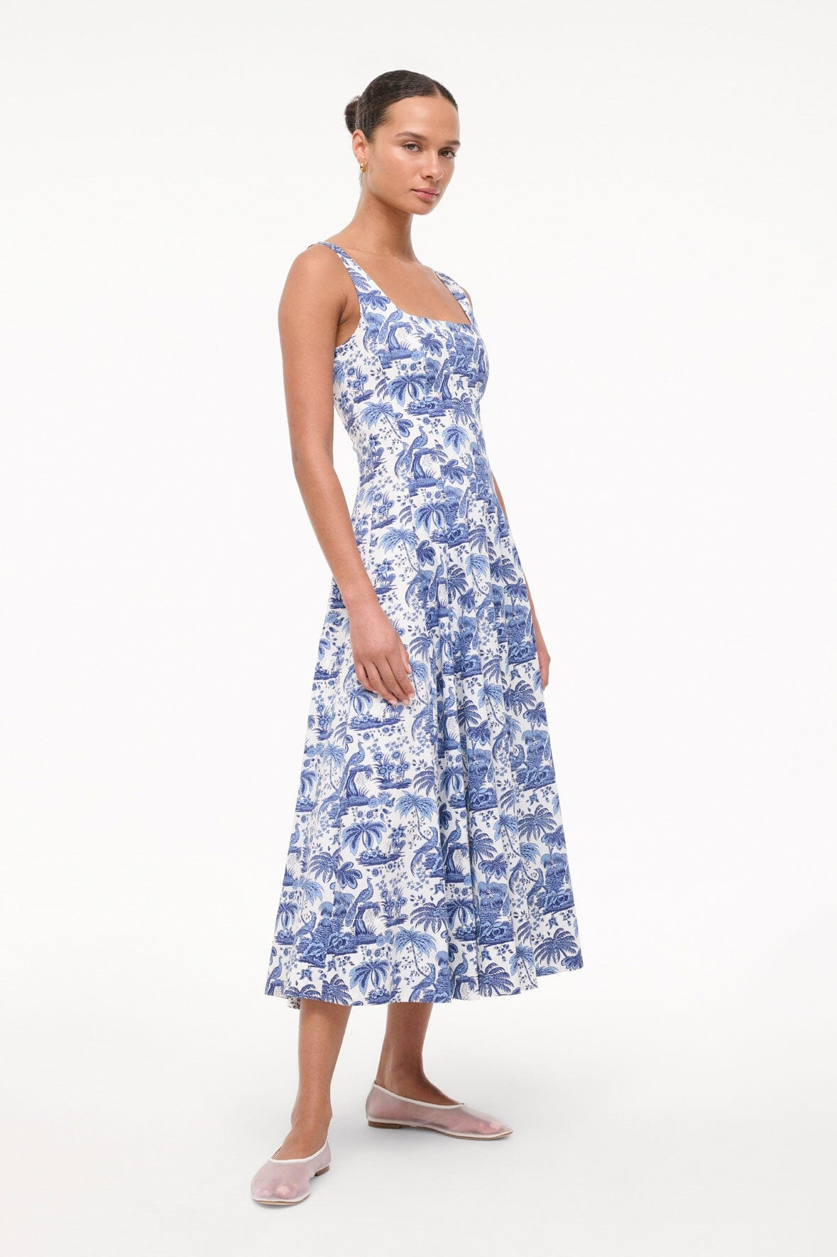 STAUD WELLS DRESS | CHINA BLUE TOILE - 3