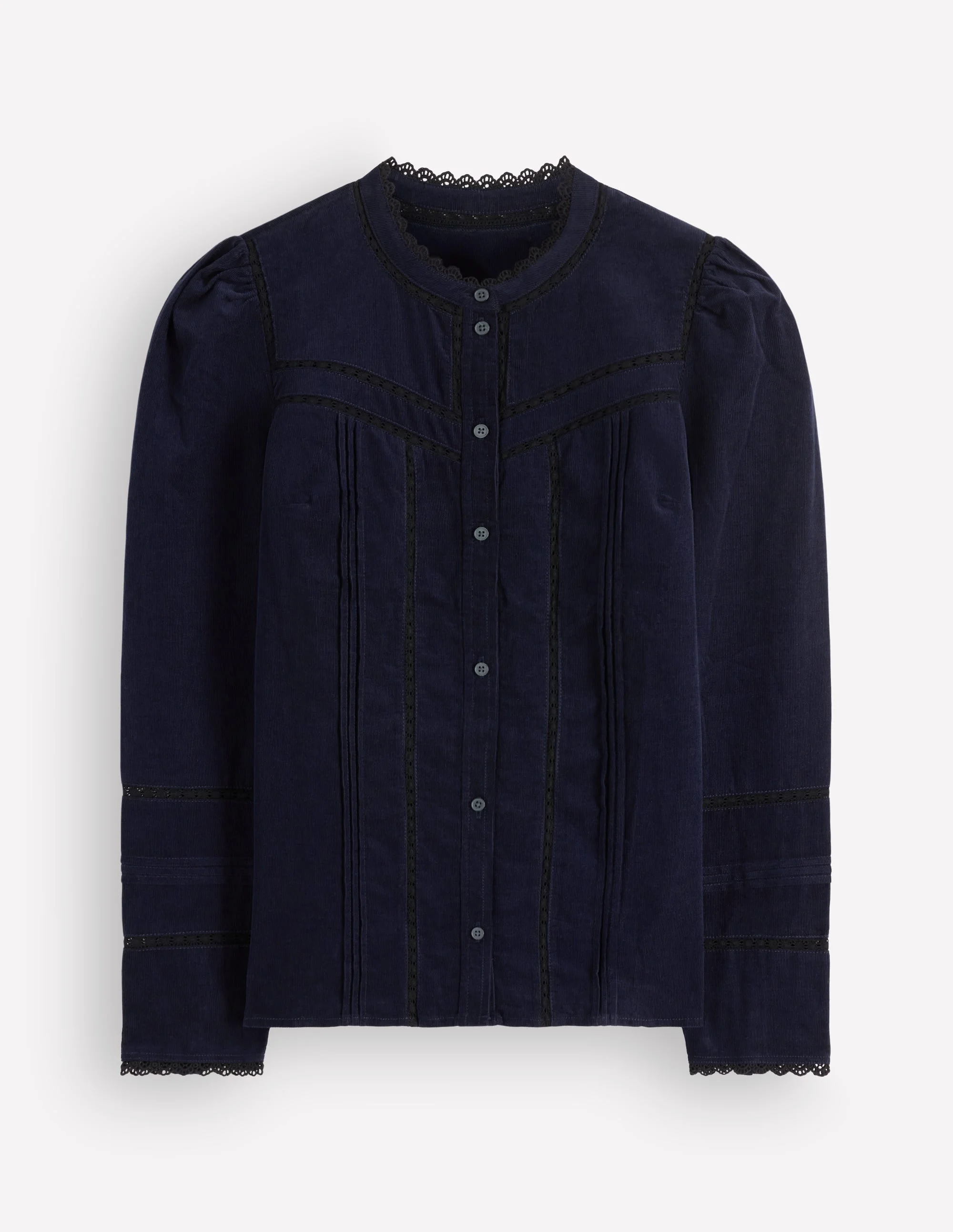 Carmen Lace Trim Cord Top-Navy - 1