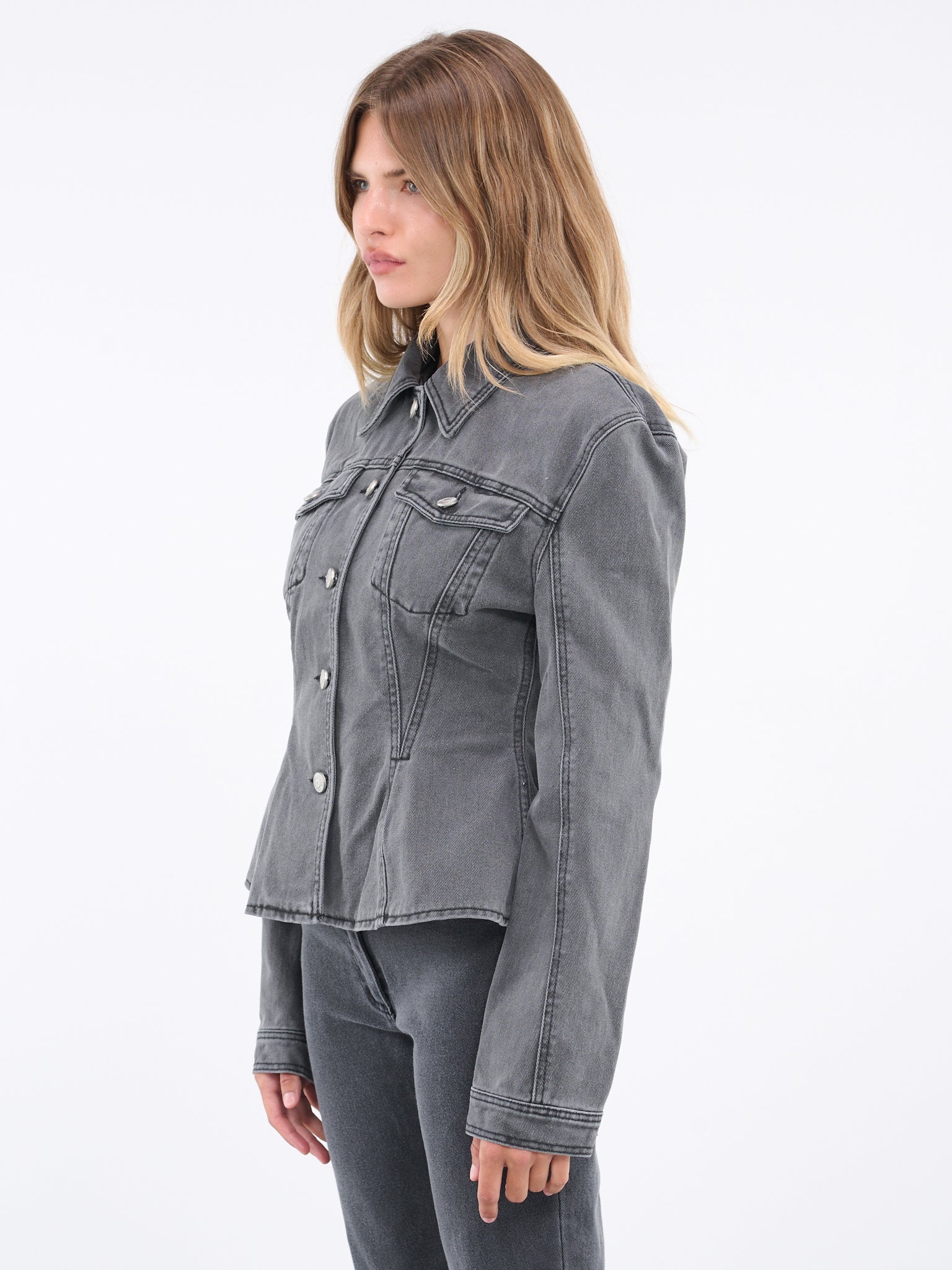 Denim Peplum Jacket - 2