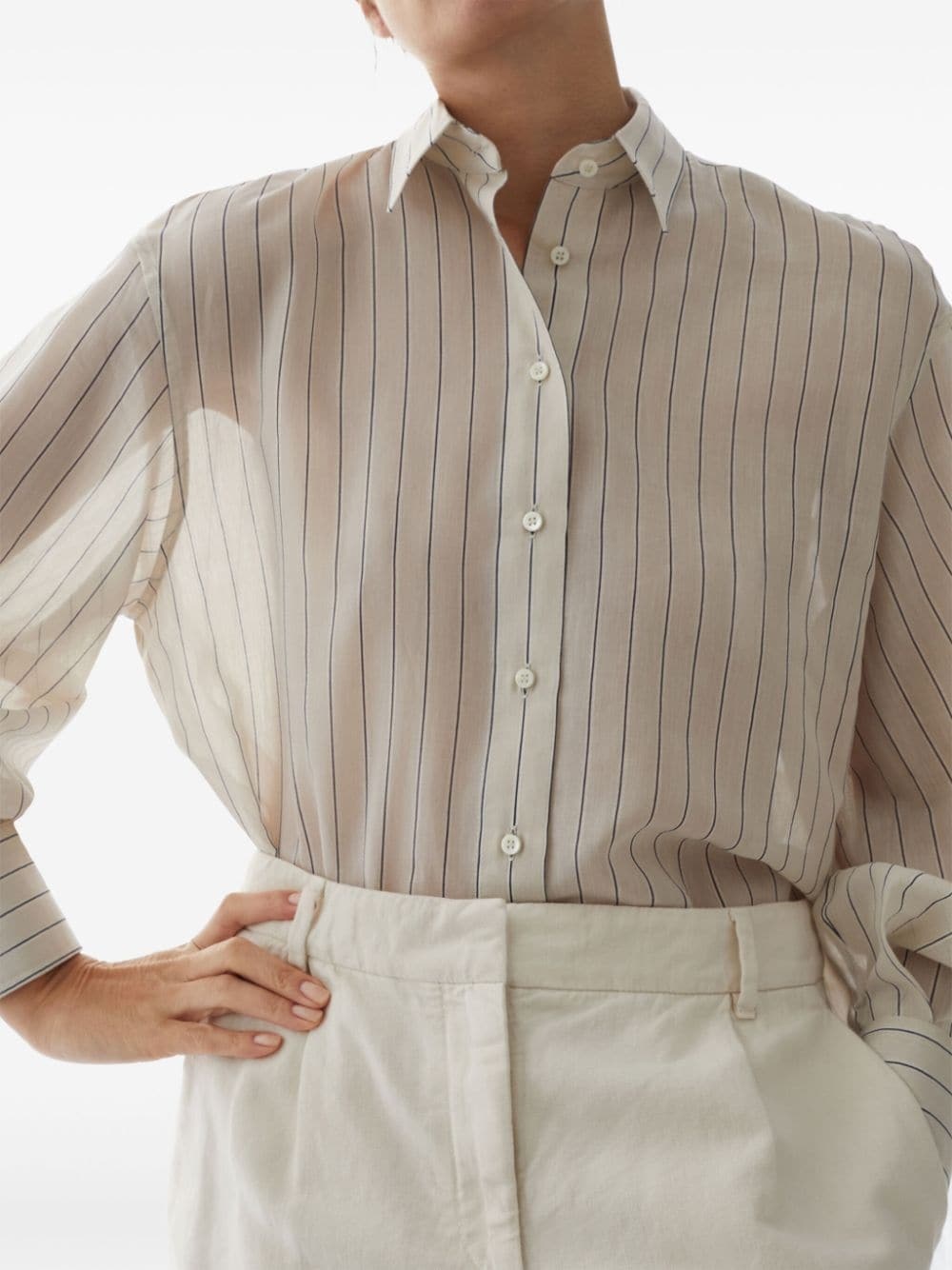 striped cotton-blend shirt - 4