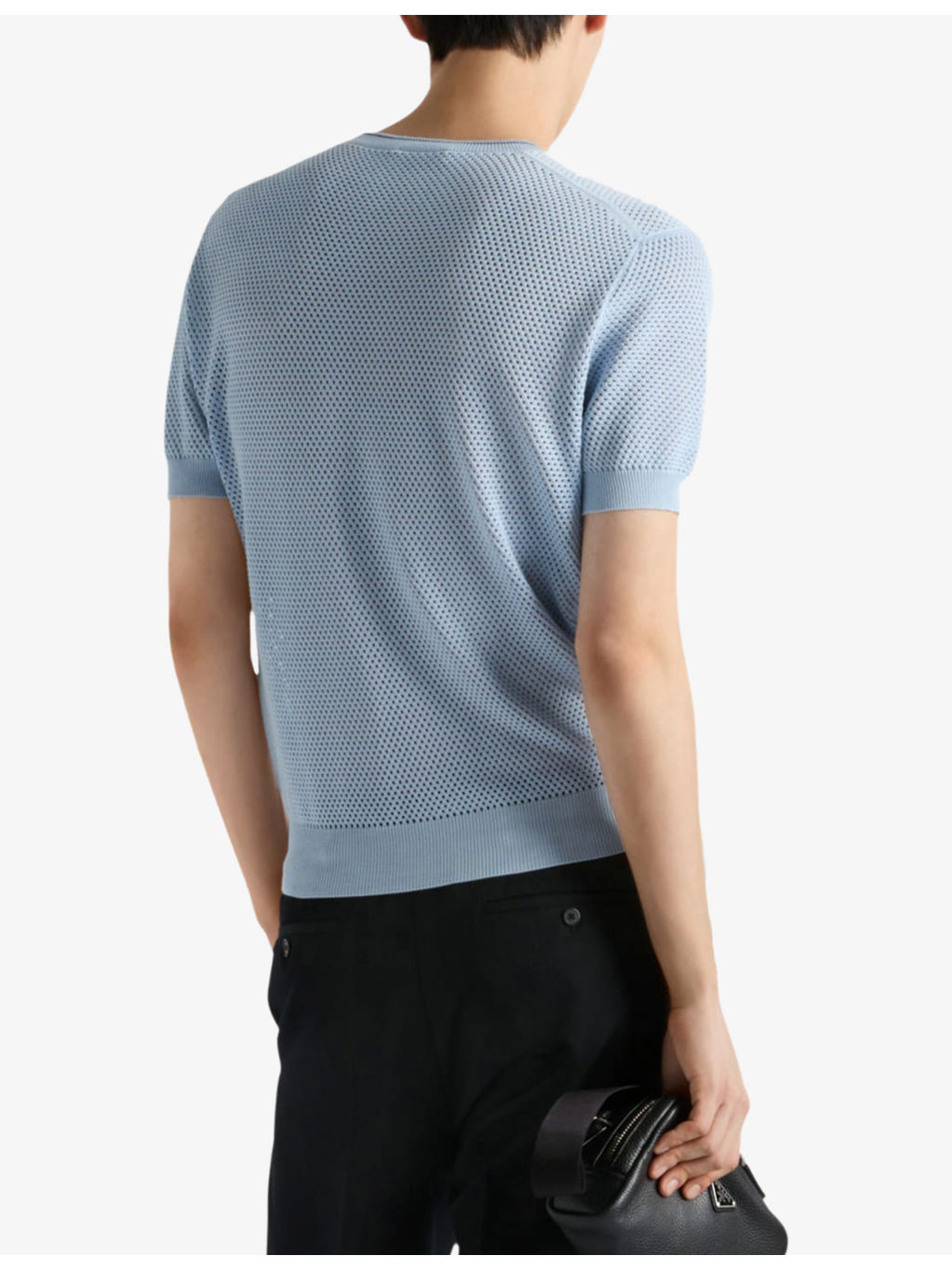 Triangle-Logo Mesh-Knit Cotton and Silk-Blend T-Shirt - 4