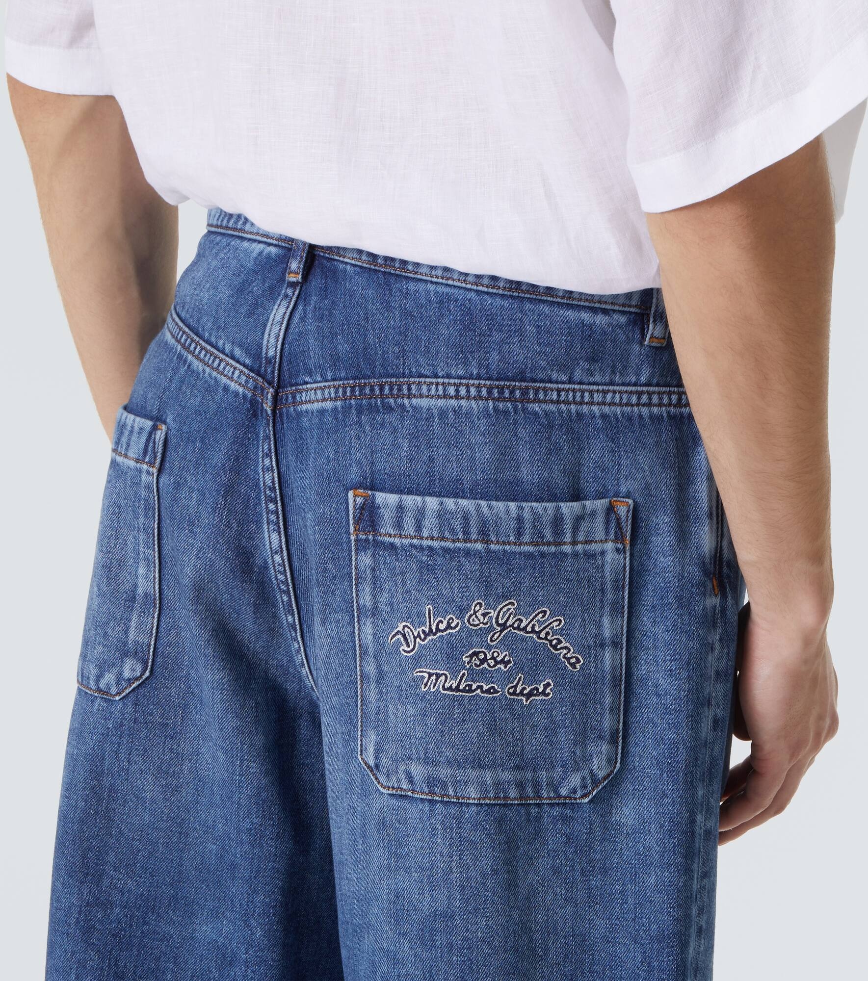 Logo denim Bermuda shorts - 6