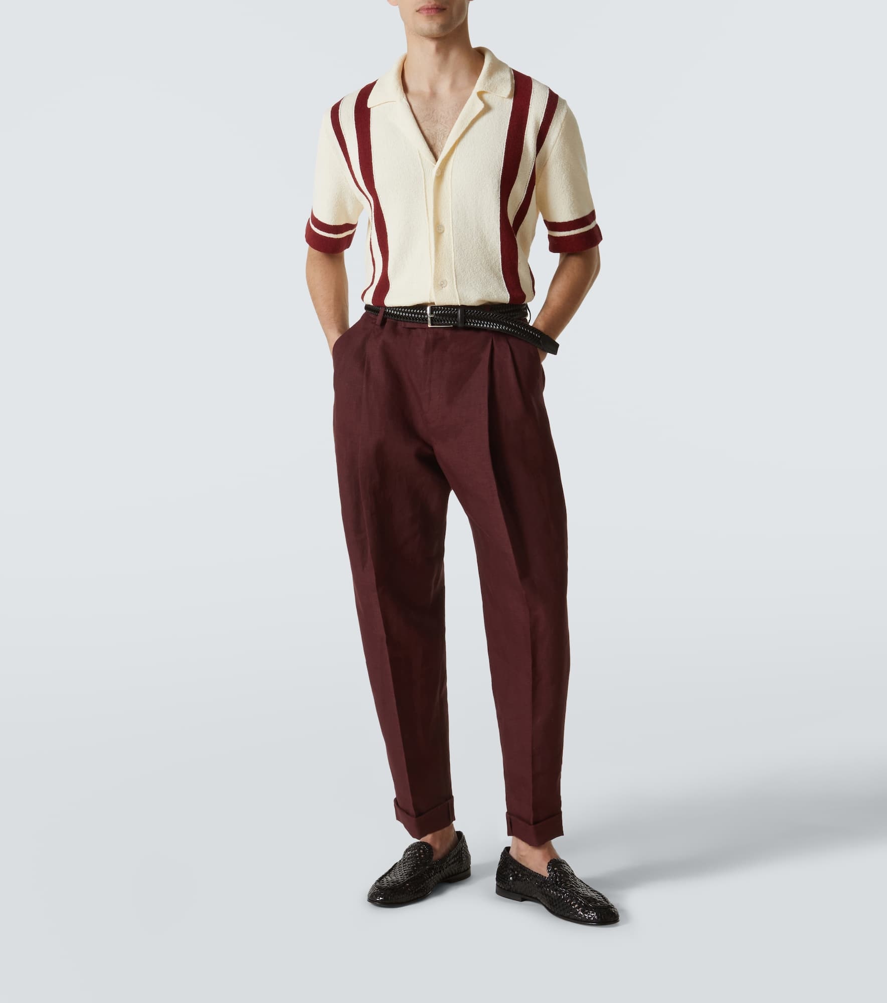 Striped terry bowling shirt - 2