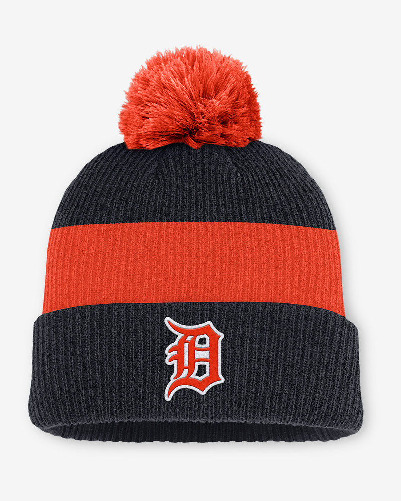 Detroit Tigers Cooperstown Peak Men's Nike MLB Cuffed Pom Beanie 1