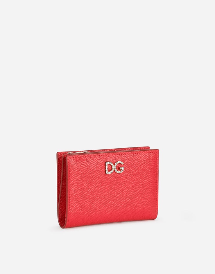 Small Dauphine calfskin wallet with rhinestone-detailed DG logo - 2