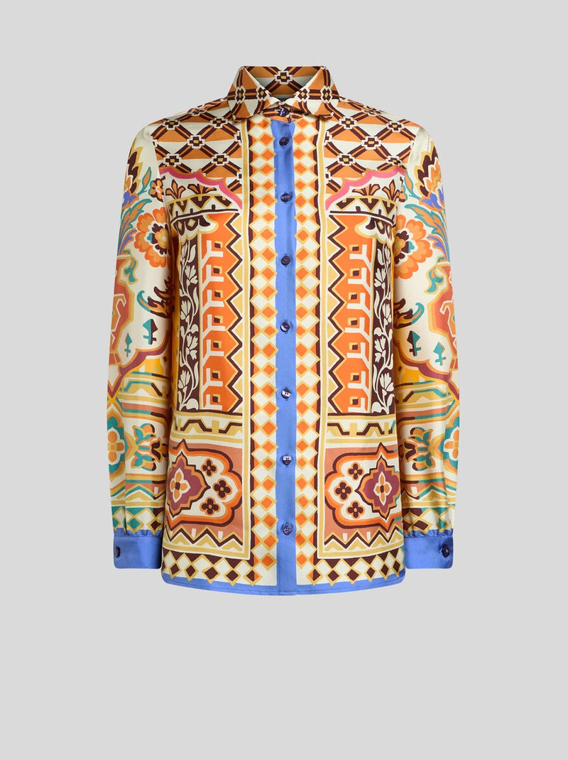 SILK SHIRT WITH PLACED PRINT 1