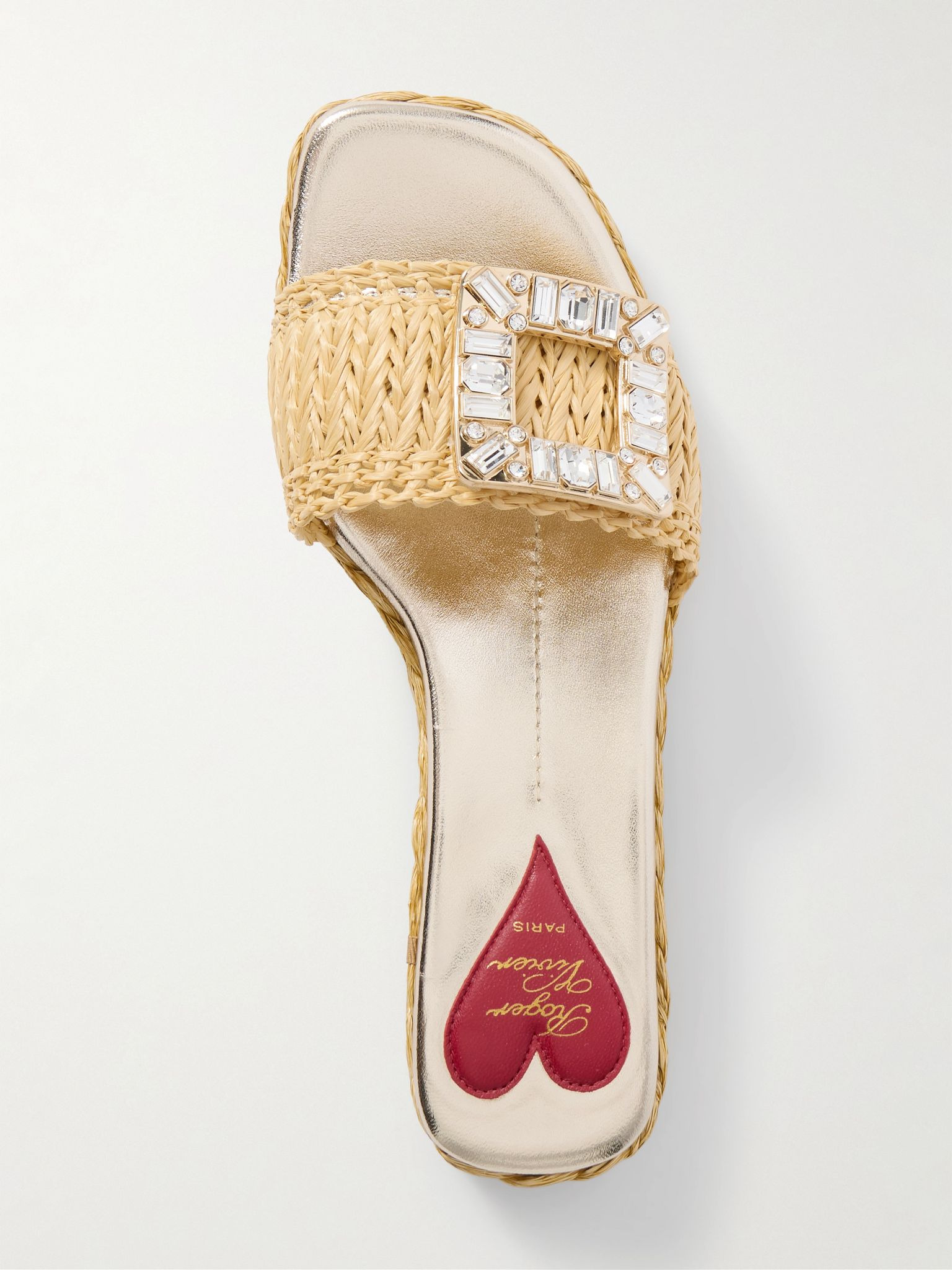 25 crystal-embellished raffia sandals Sand - 5