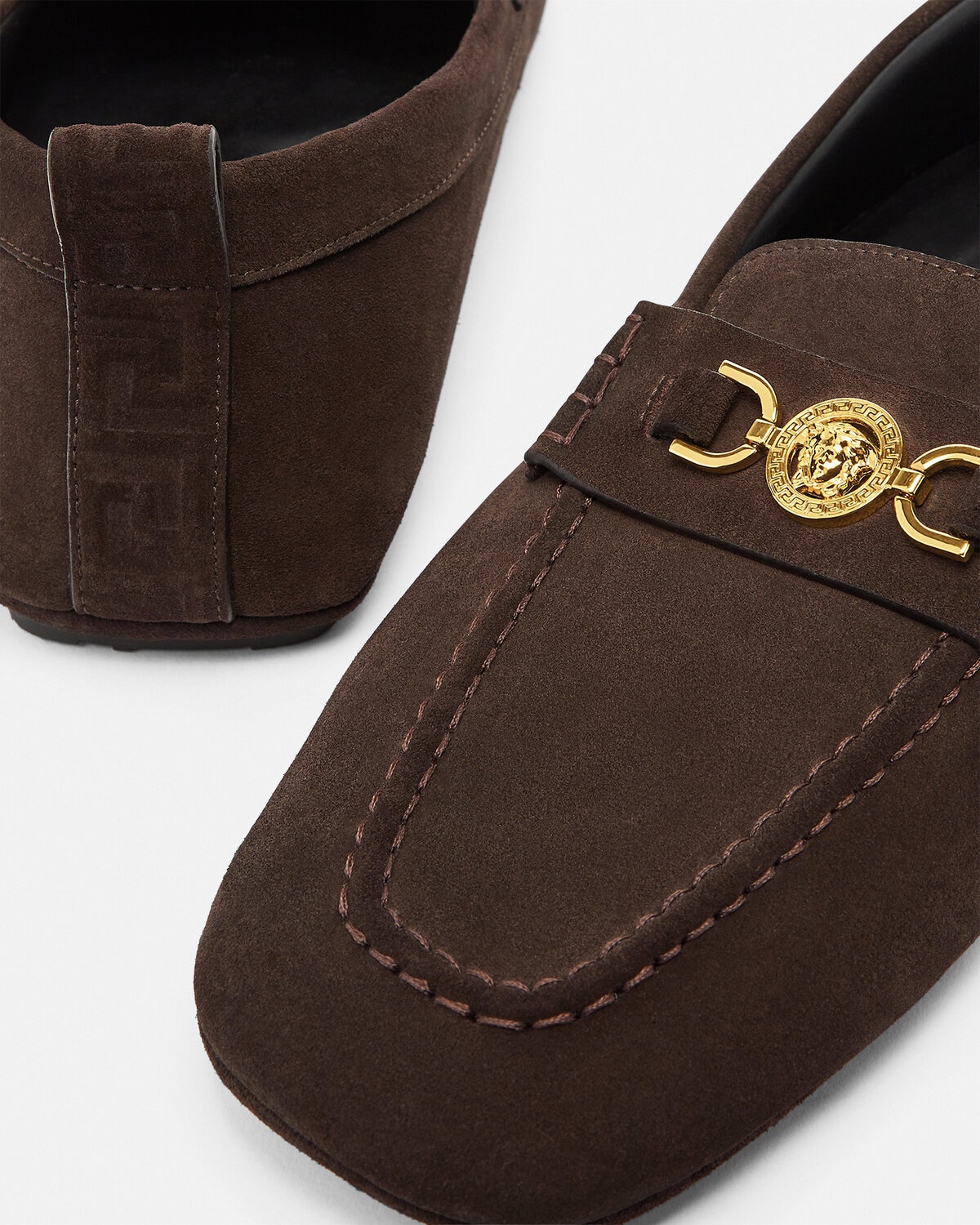 【関税込み】Versace タン Villa スエード ドライビングシューズ VERSACE Villa Suede Driver Shoes | REVERSIBLE