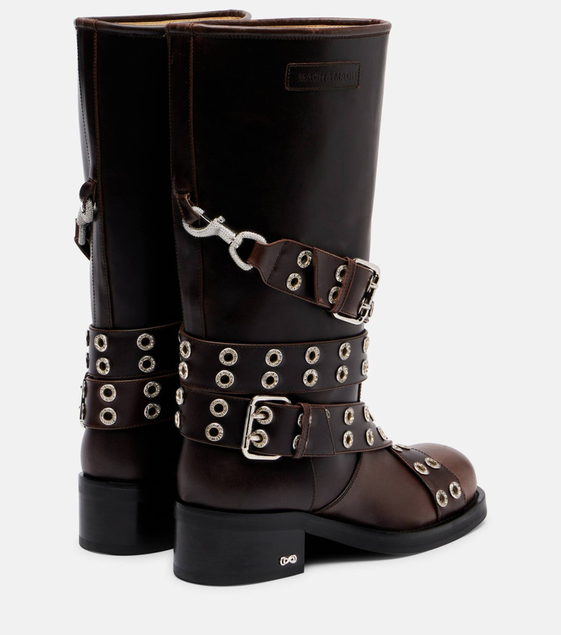 Buckle Belt embellished leather biker boots 2