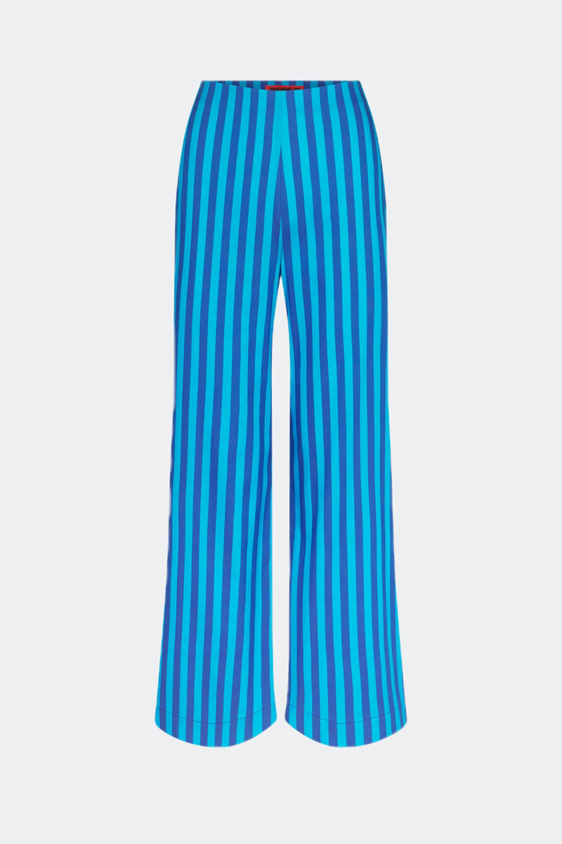 Pia Poplin Pant In Tonal Blue Stripe 1