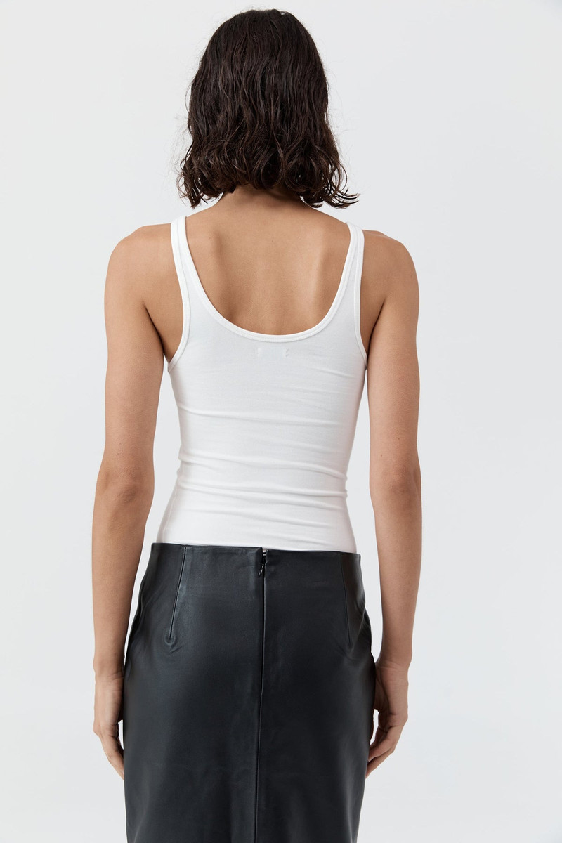 Soft Jersey Slim Scoop Tank - White 5