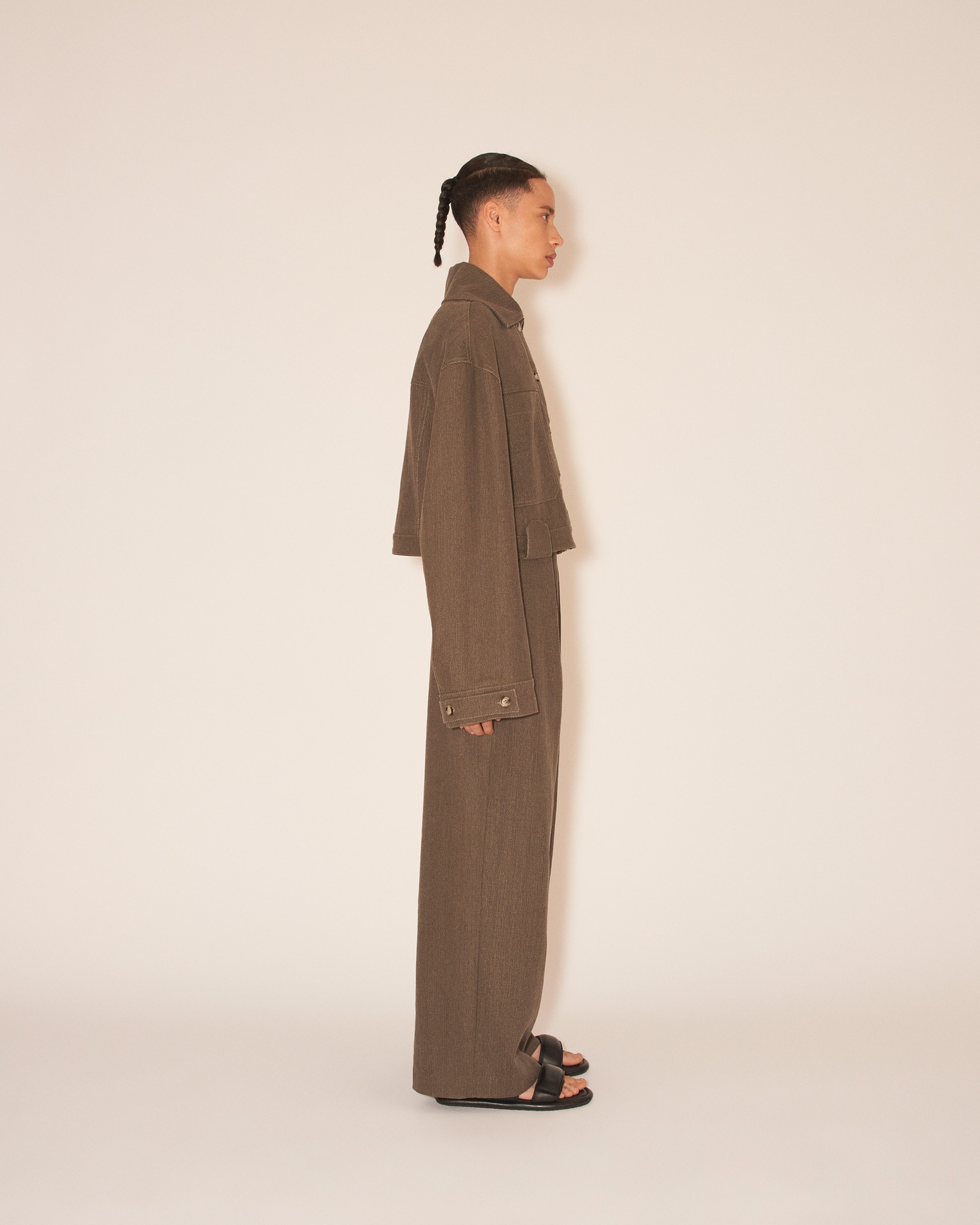 BAMBARI - Slim boxxy denim jacket - Khaki - 4