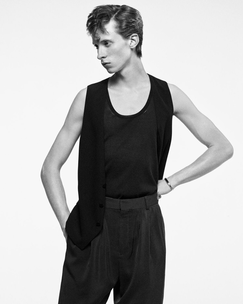 SAINT LAURENT BAGGY PANTS IN STRIPED CANVAS outlook