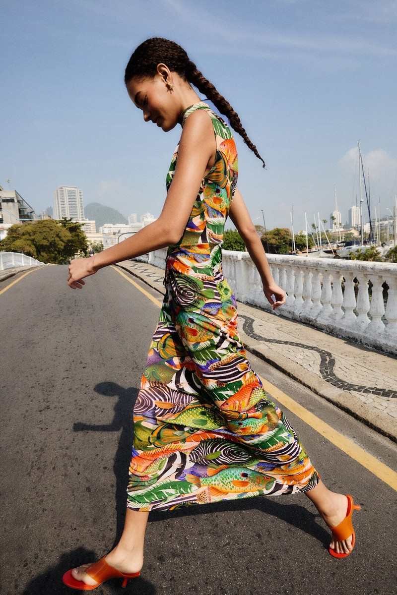 Multicolor Fish Sea Sleeveless Maxi Dress 1