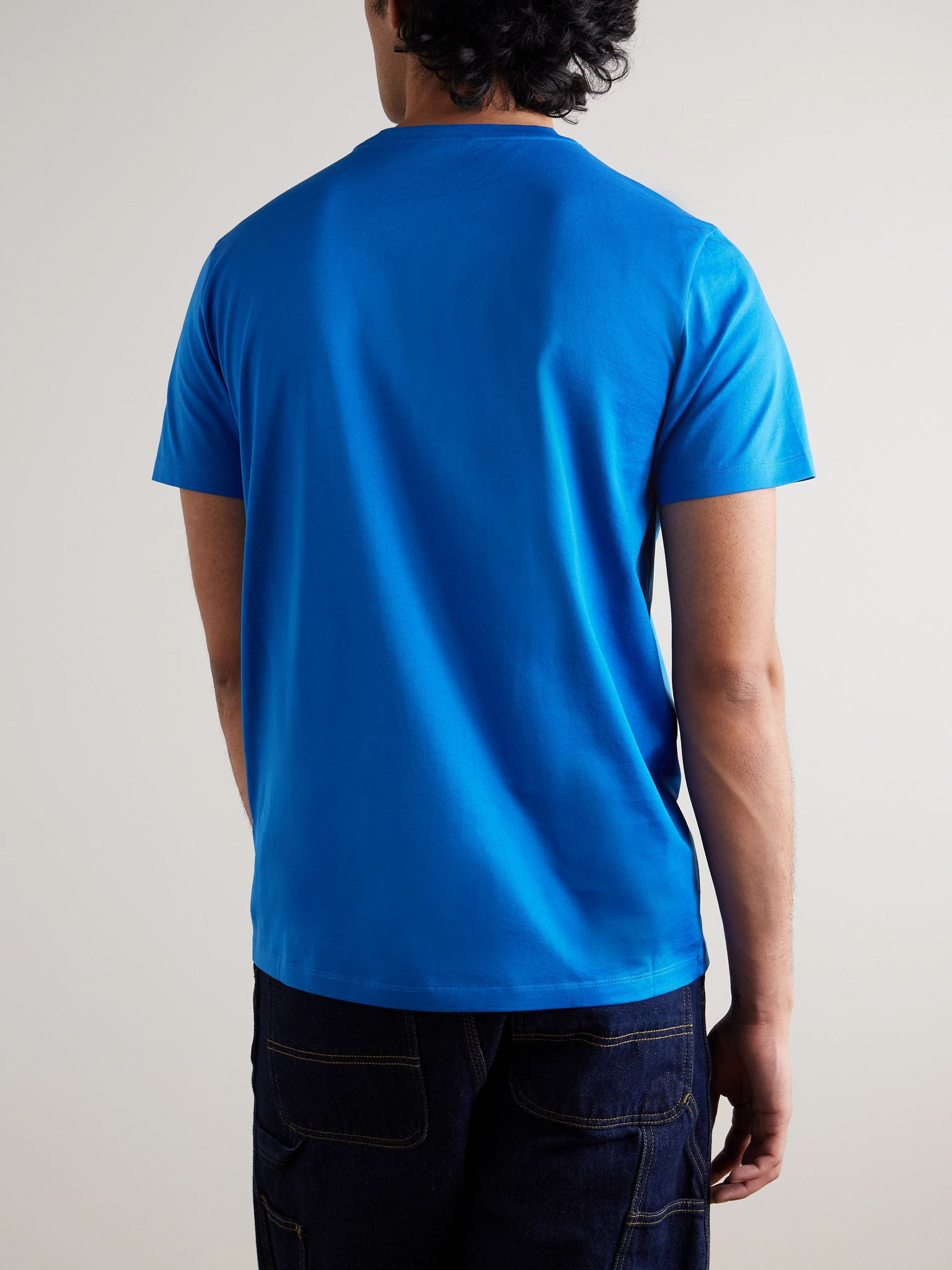 Logo-Appliquéd Cotton-Jersey T-Shirt Blue - 3
