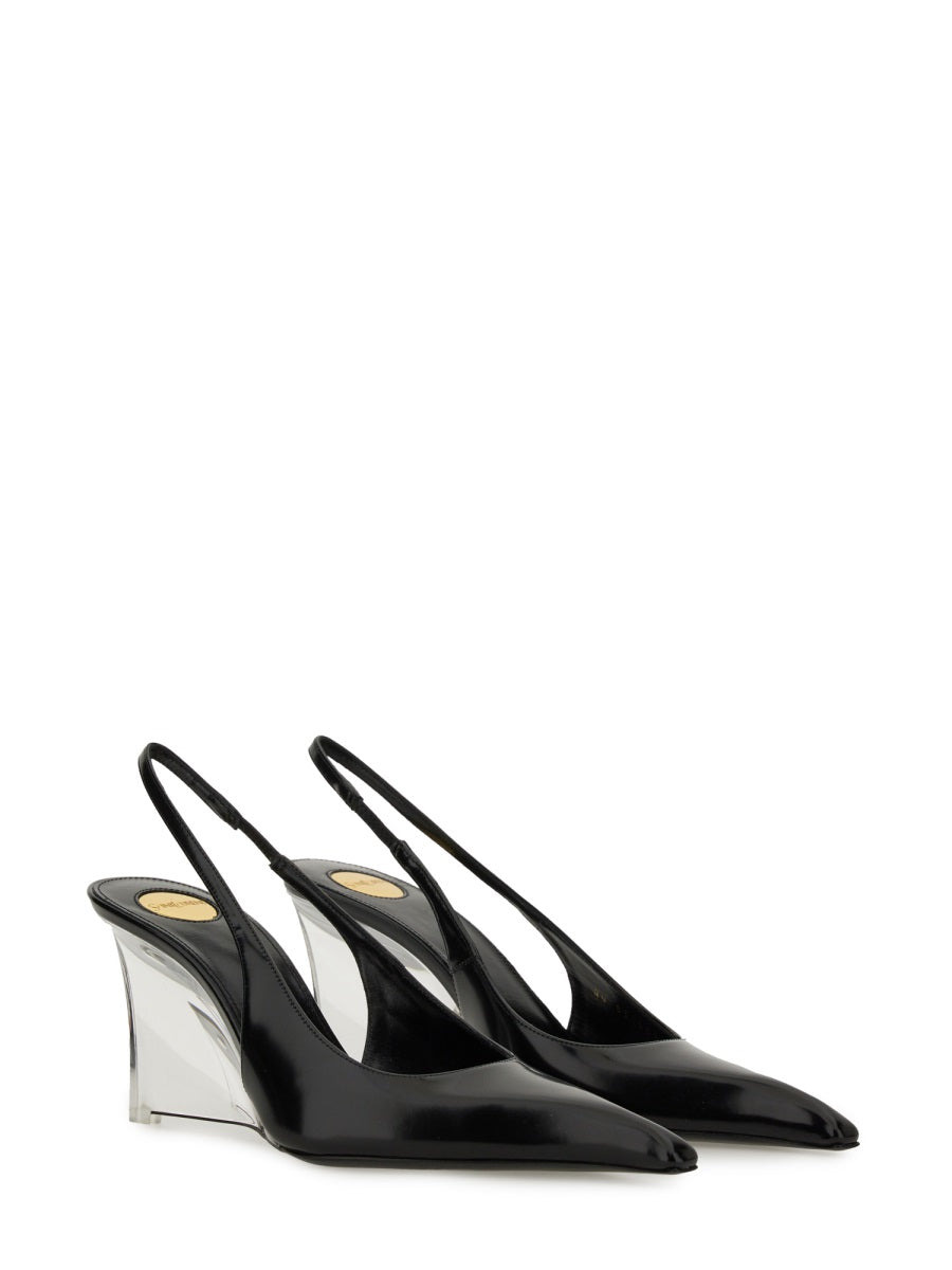 Saint Laurent Women Leather "Miller" Wedges - 2