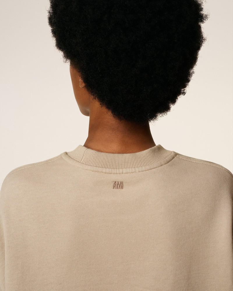 BEIGE COTTON CONTRASTED AMI DE COEUR SWEATSHIRT 4