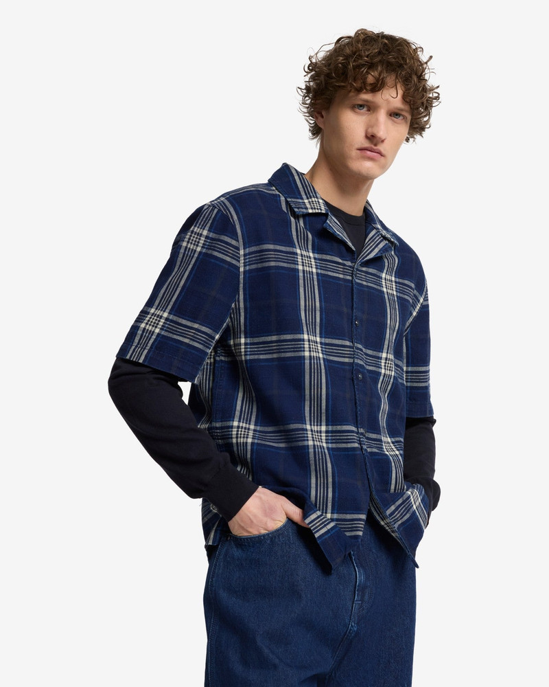 Short Sleeve Camp Shirt in Indigo Check 4