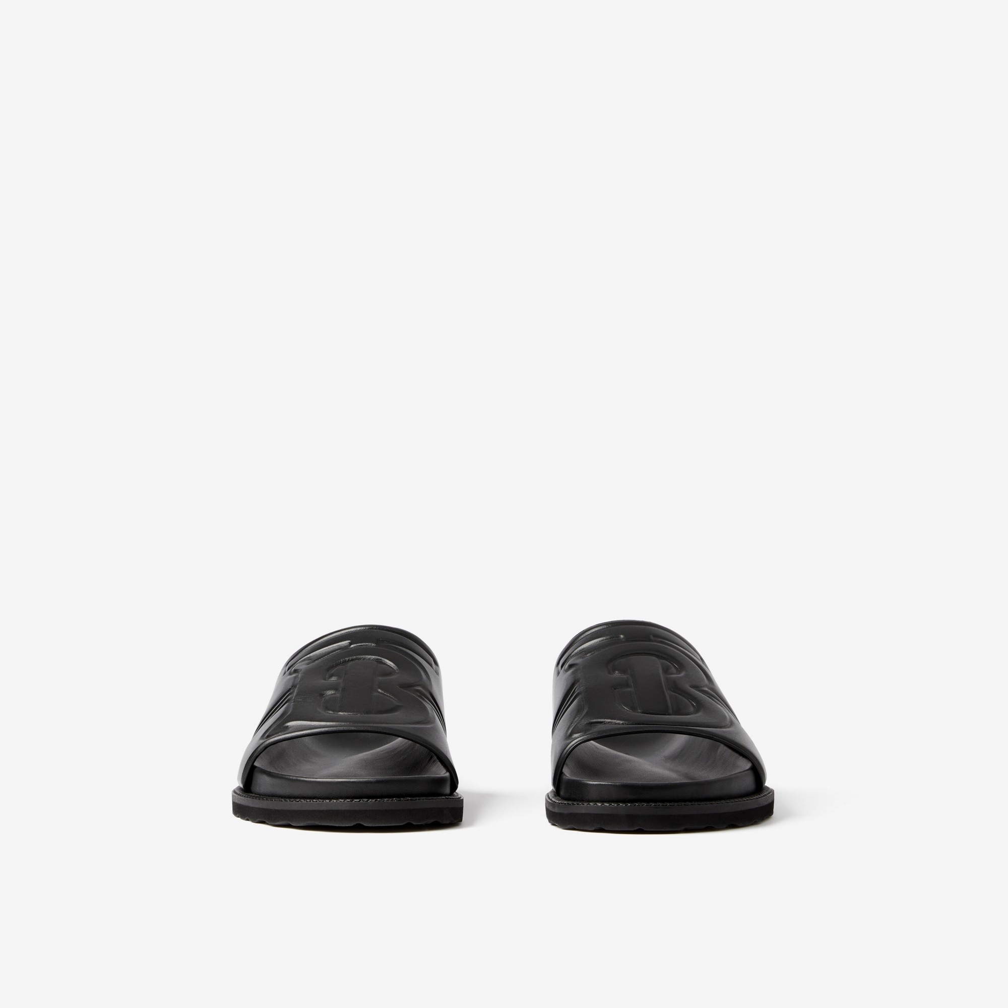 Embossed Monogram Motif Leather Slides - 2