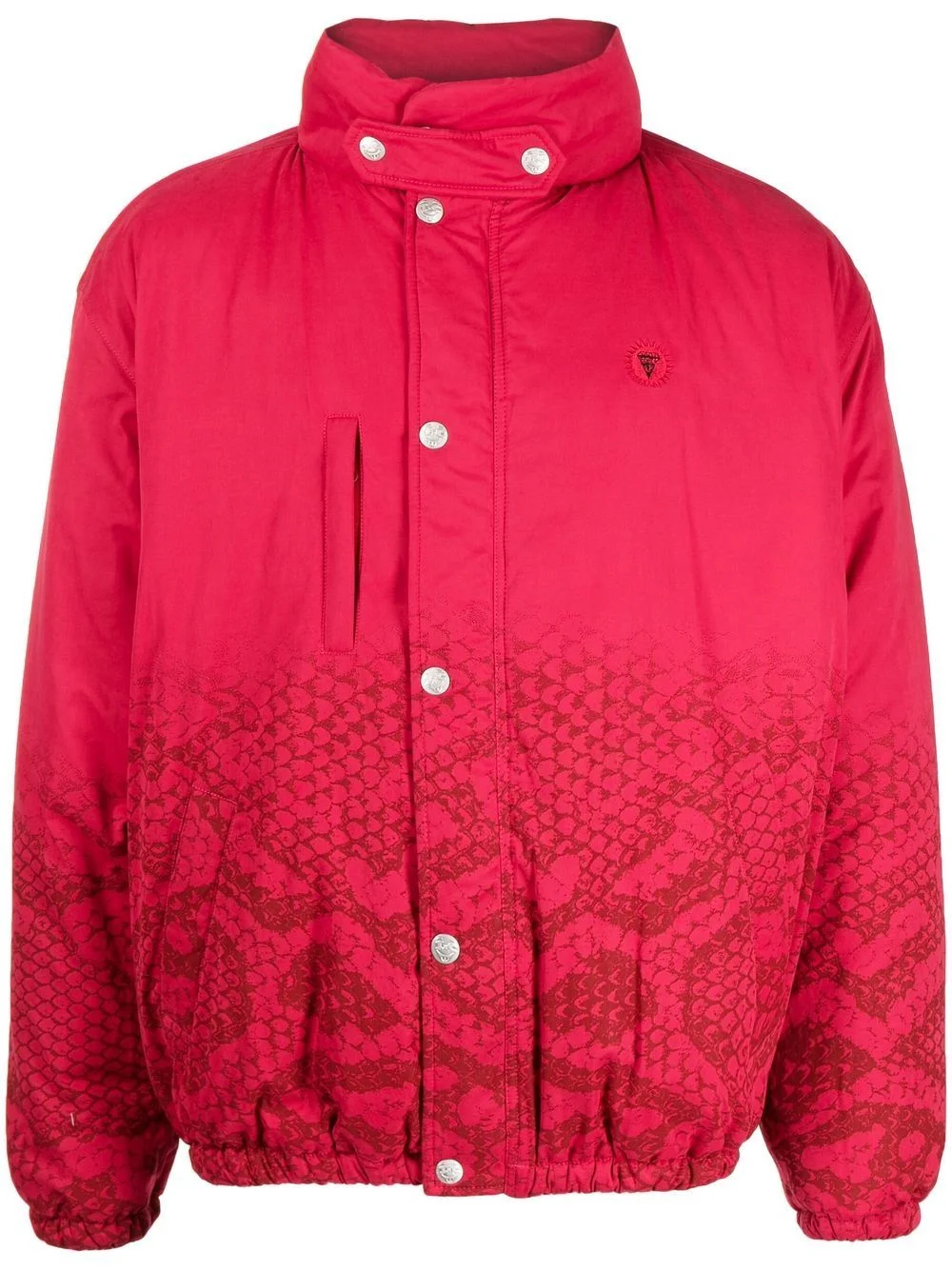 snakeskin-print padded jacket - 1