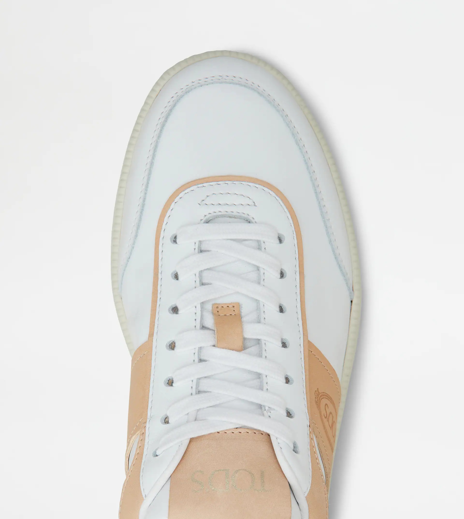 TOD'S TABS SNEAKERS IN LEATHER - BEIGE, WHITE - 4