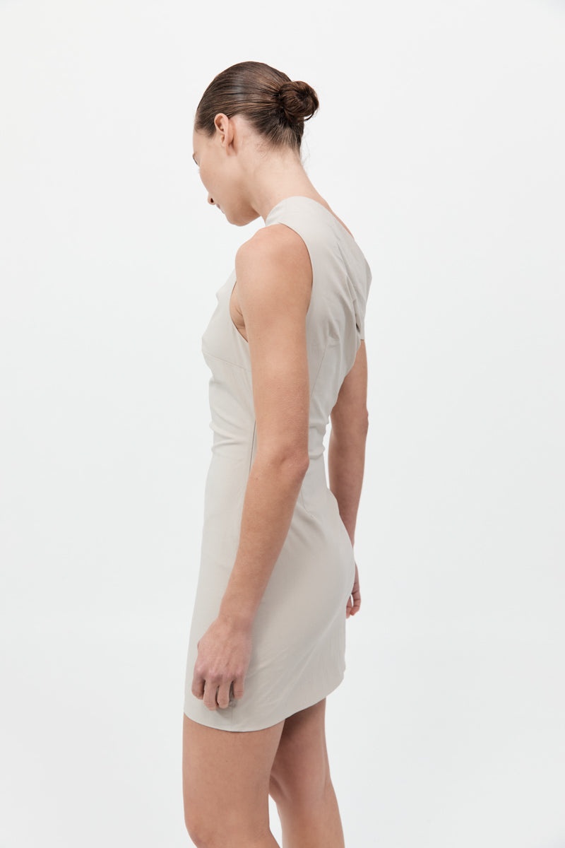 Soft Sculptural Mini Dress - Creme - 5