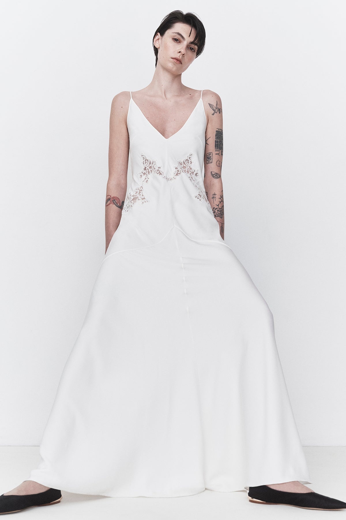 Apuleius Lace Dress in Ivory Silk Crepe - 2