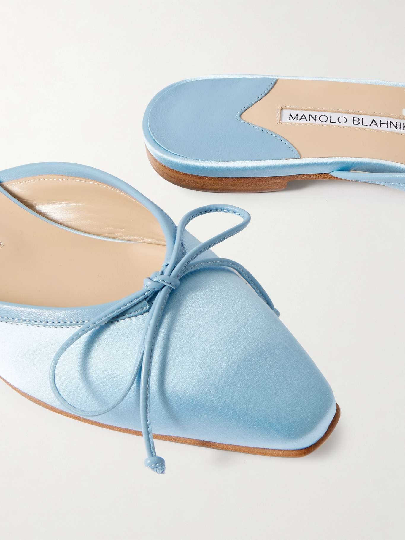 Ballerimu bow-detailed satin mules Light blue - 4