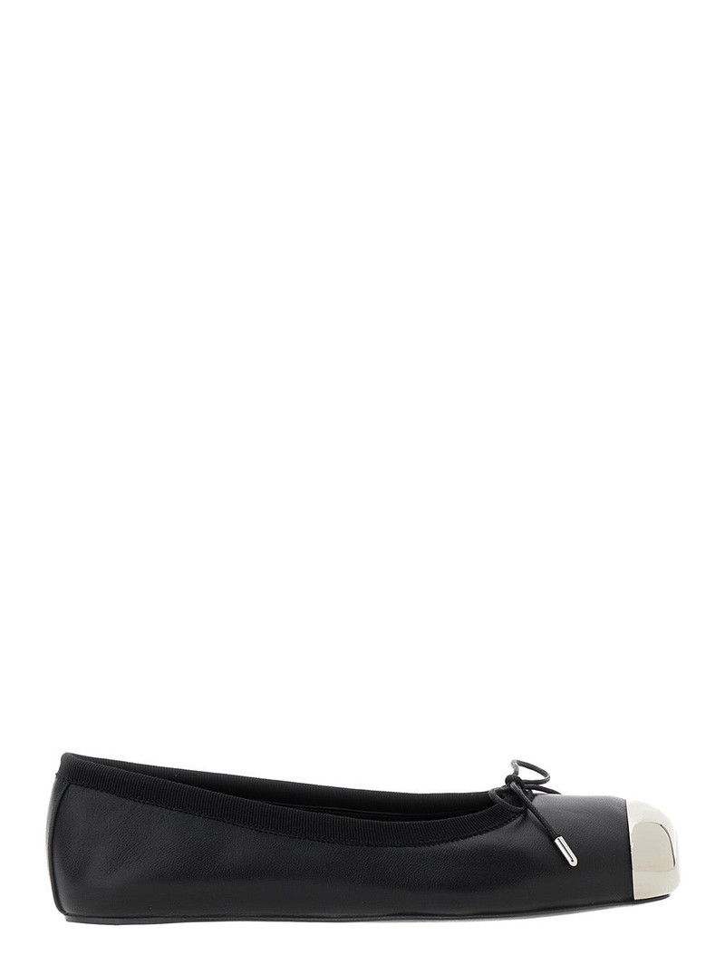 Alexander Mcqueen Women Black Ballet Flats With Metallic Toe In Smooth Leather Woman - 1