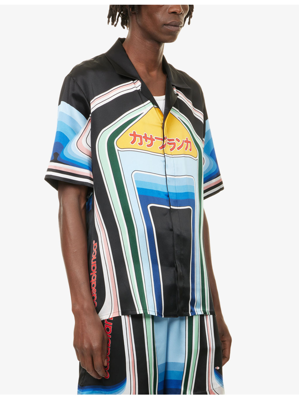 Cuban-Collar Graphic-Pattern Silk Shirt - 3