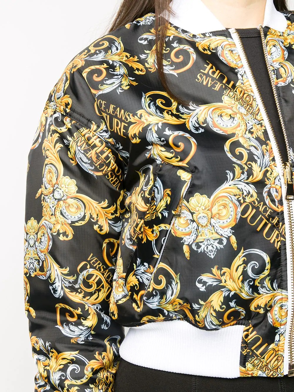 baroque-print reversible bomber jacket  - 5