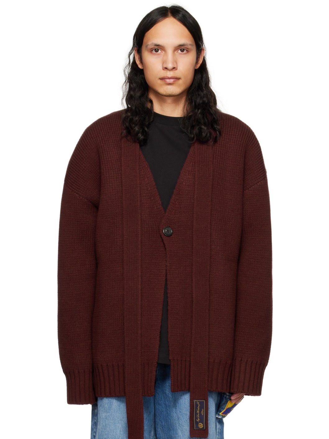 Burgundy Self-Tie Cardigan - 1