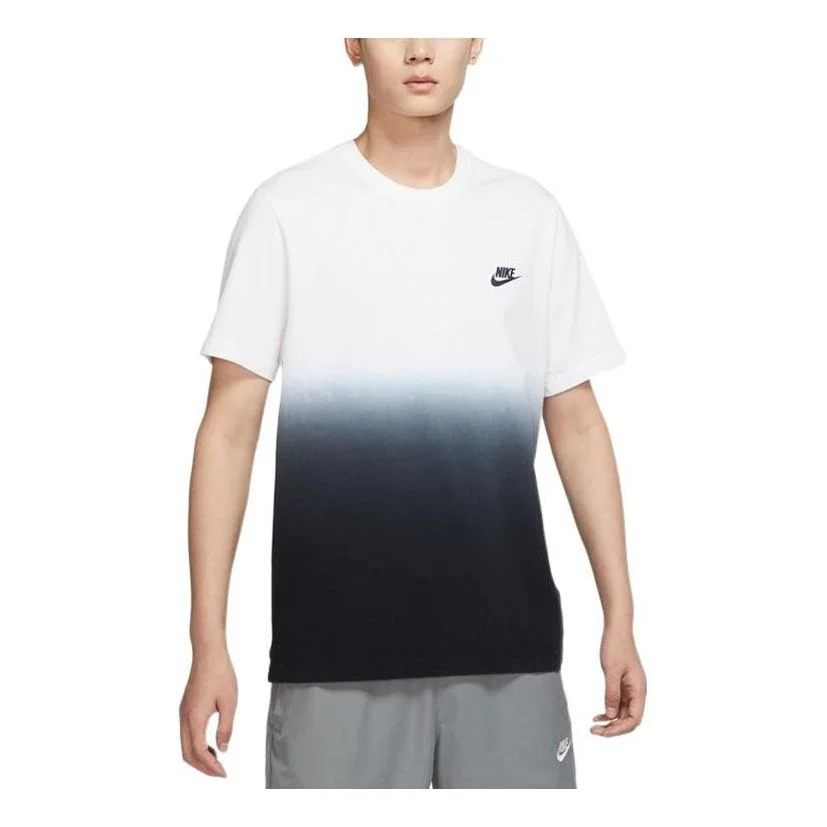 Men's Nike Logo Printing Gradient Casual Sports Round Neck Short Sleeve White T-Shirt DR7824-100 - 1