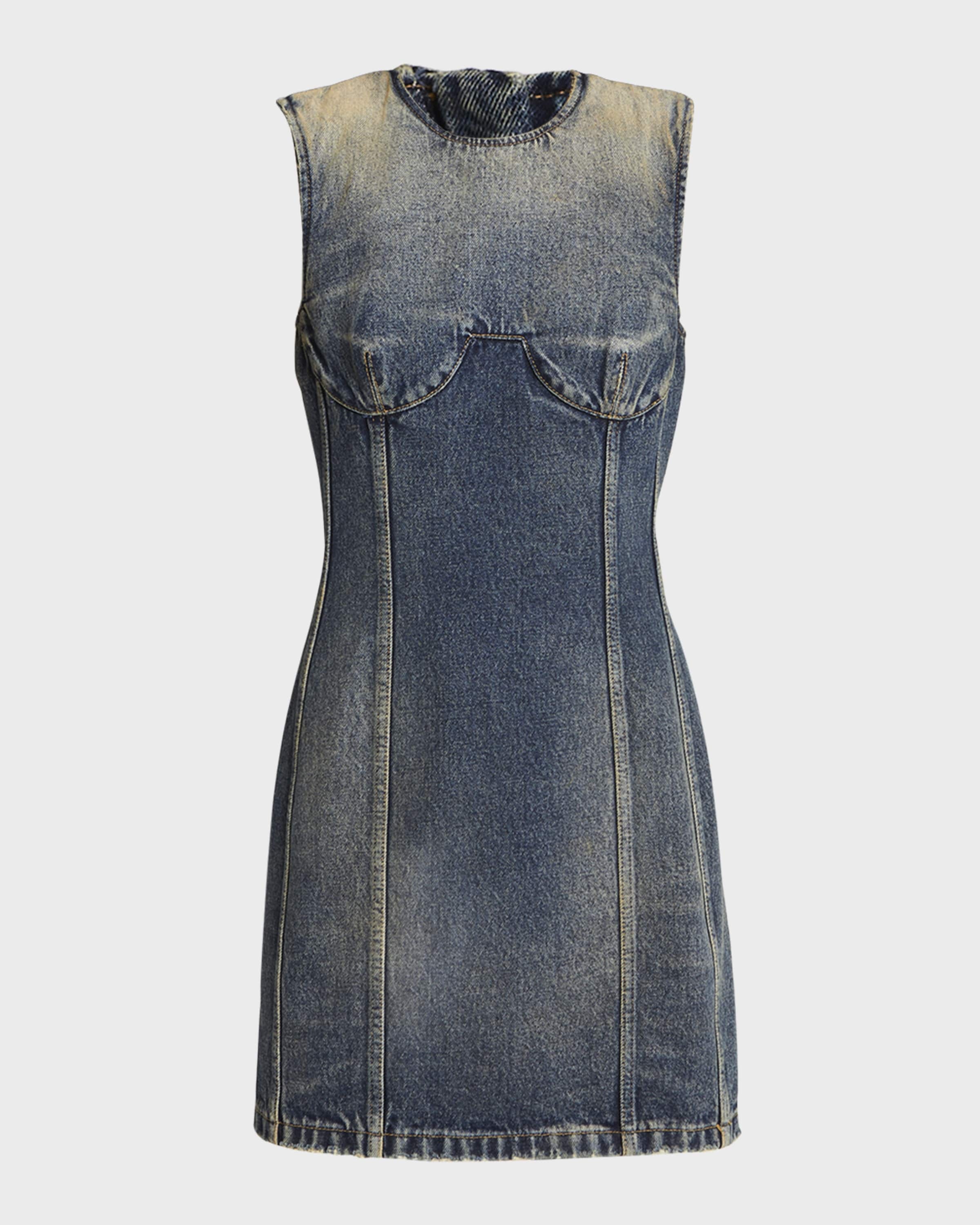 Givenchy Denim Mini Dress With Bra Detail Stitching