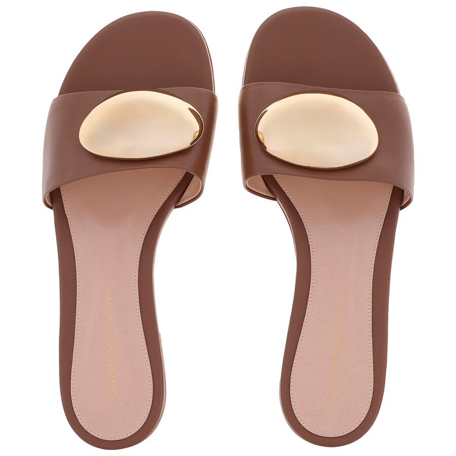 Gianvito Rossi Cuoio Embellished Leather Slides - 3
