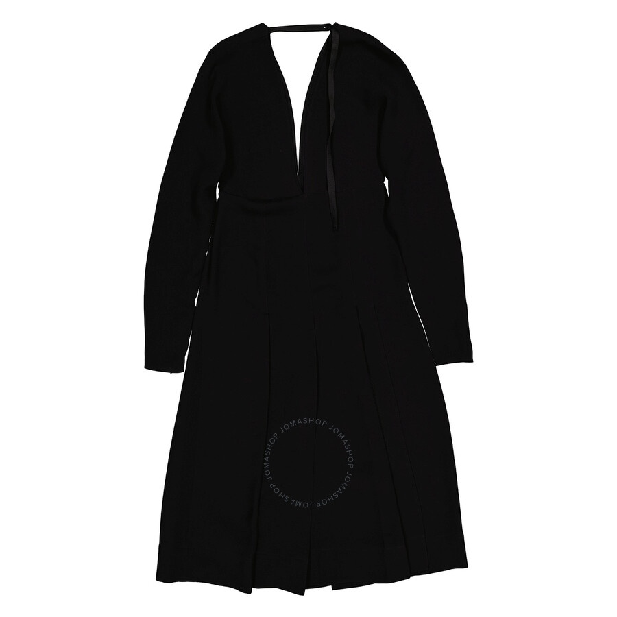 Burberry Ladies Black Emelia Pleated Silk Cady Midi Dress - 6
