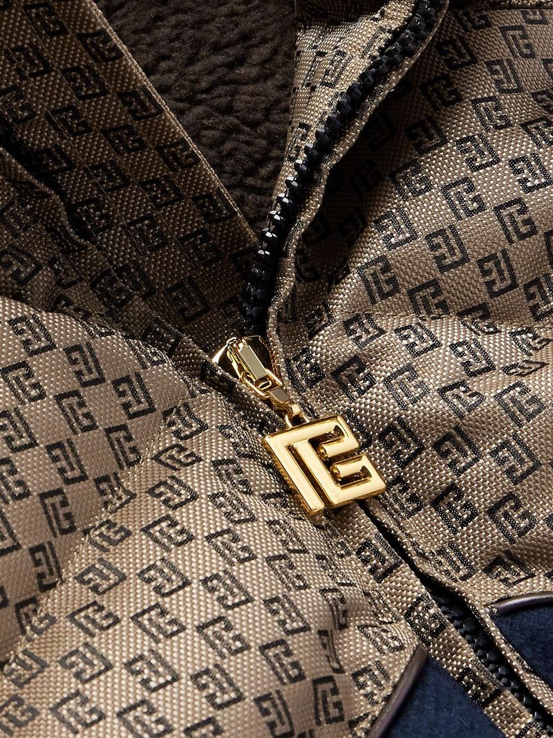 Velvet-Trimmed Padded Monogrammed Canvas Hooded Gilet 5