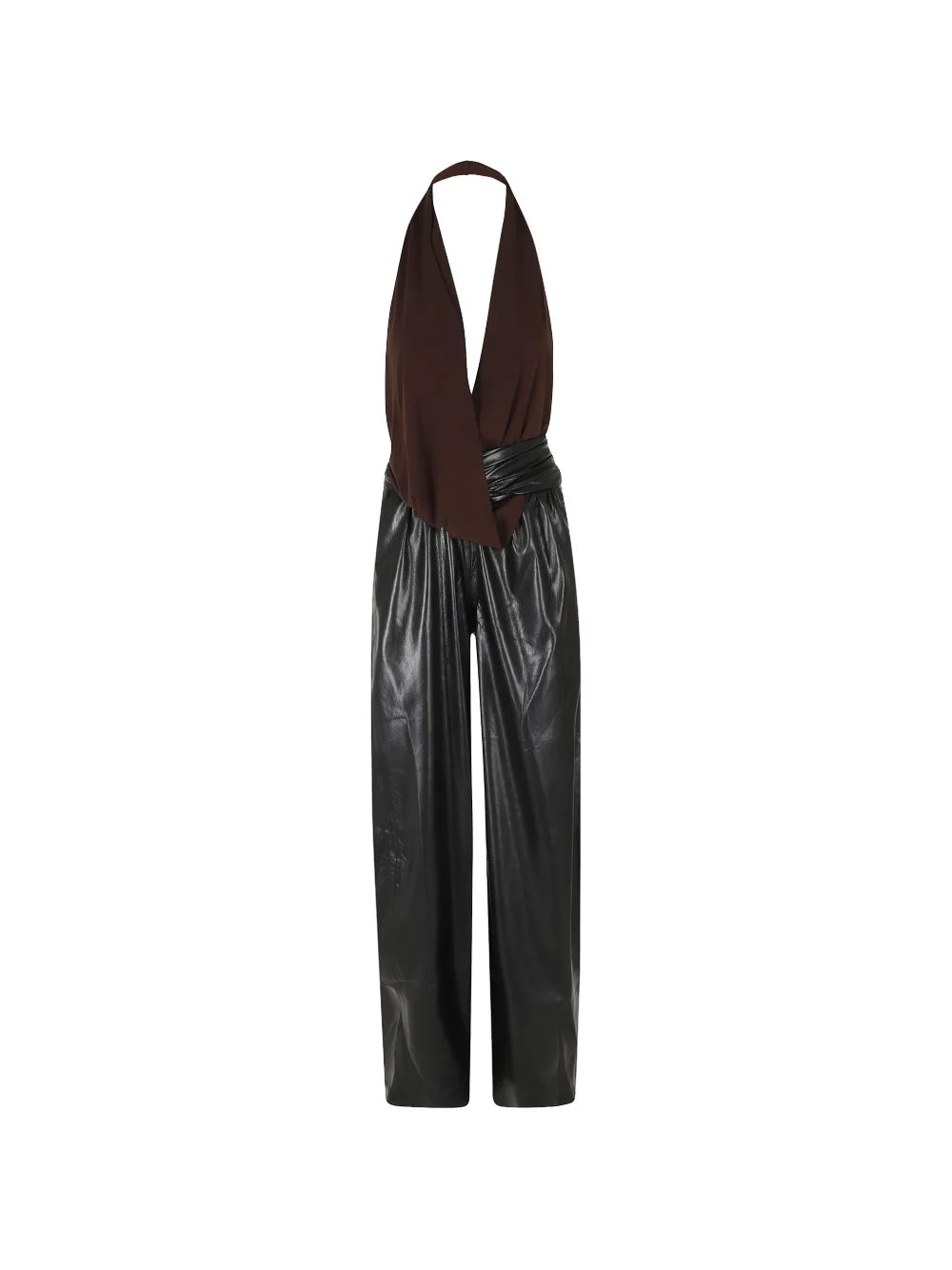 halterneck draped jumpsuit - 1