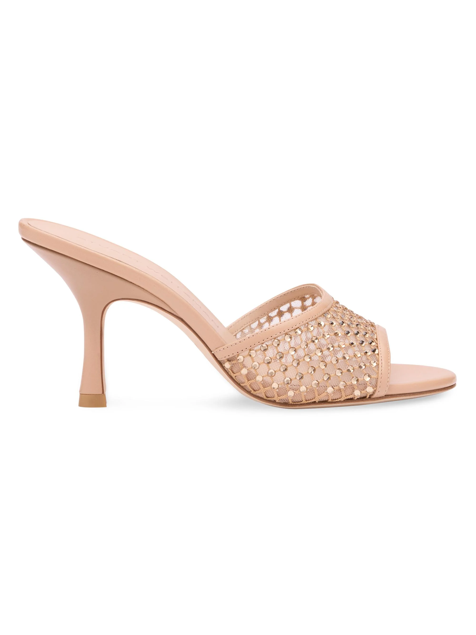 Women's Bareitall Shine 85MM Crystal-Embellished Leather Stiletto-Heel Sandals - Adobe - 1