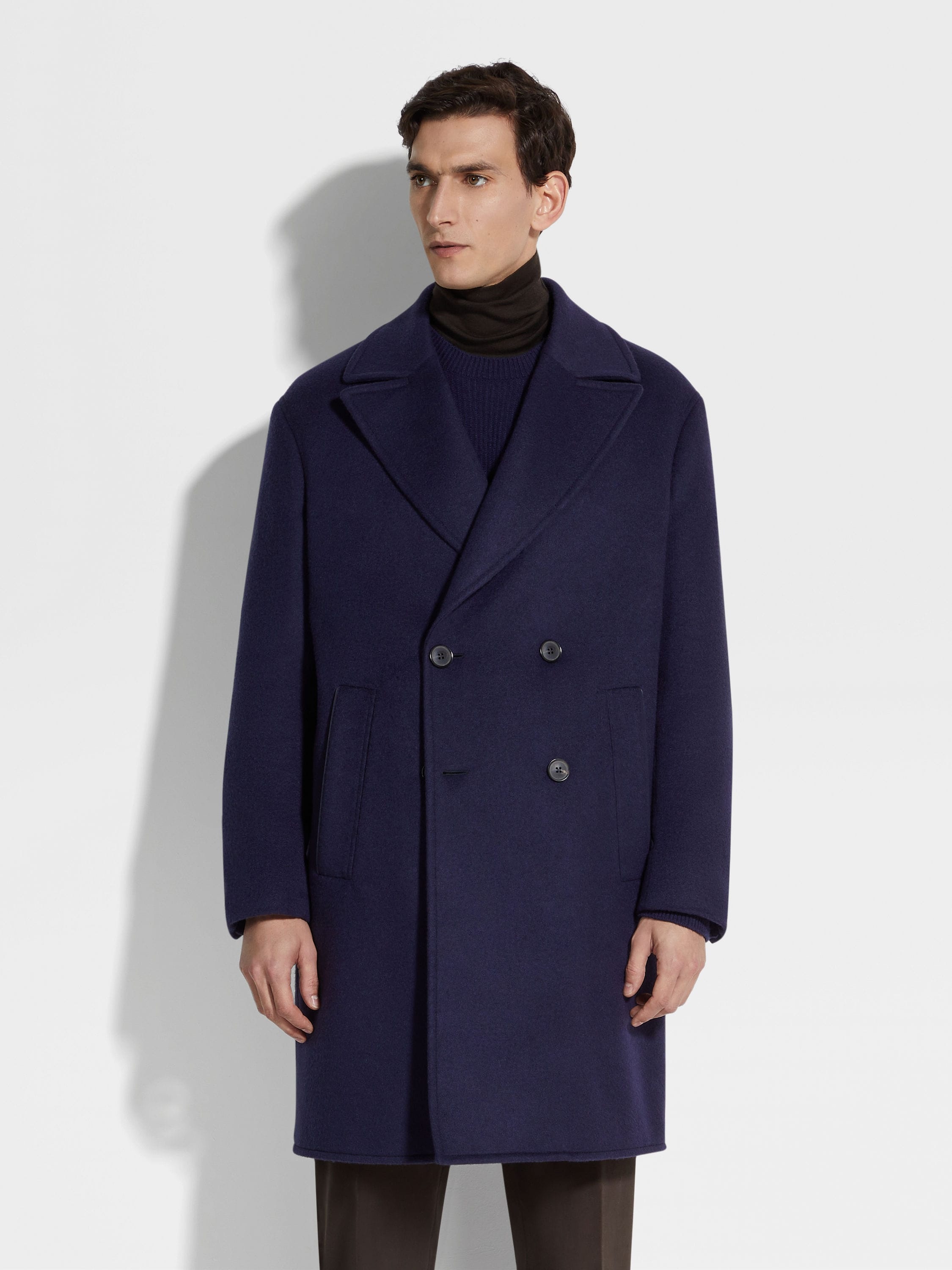 INK BLUE OASI CASHMERE OVERCOAT - 4