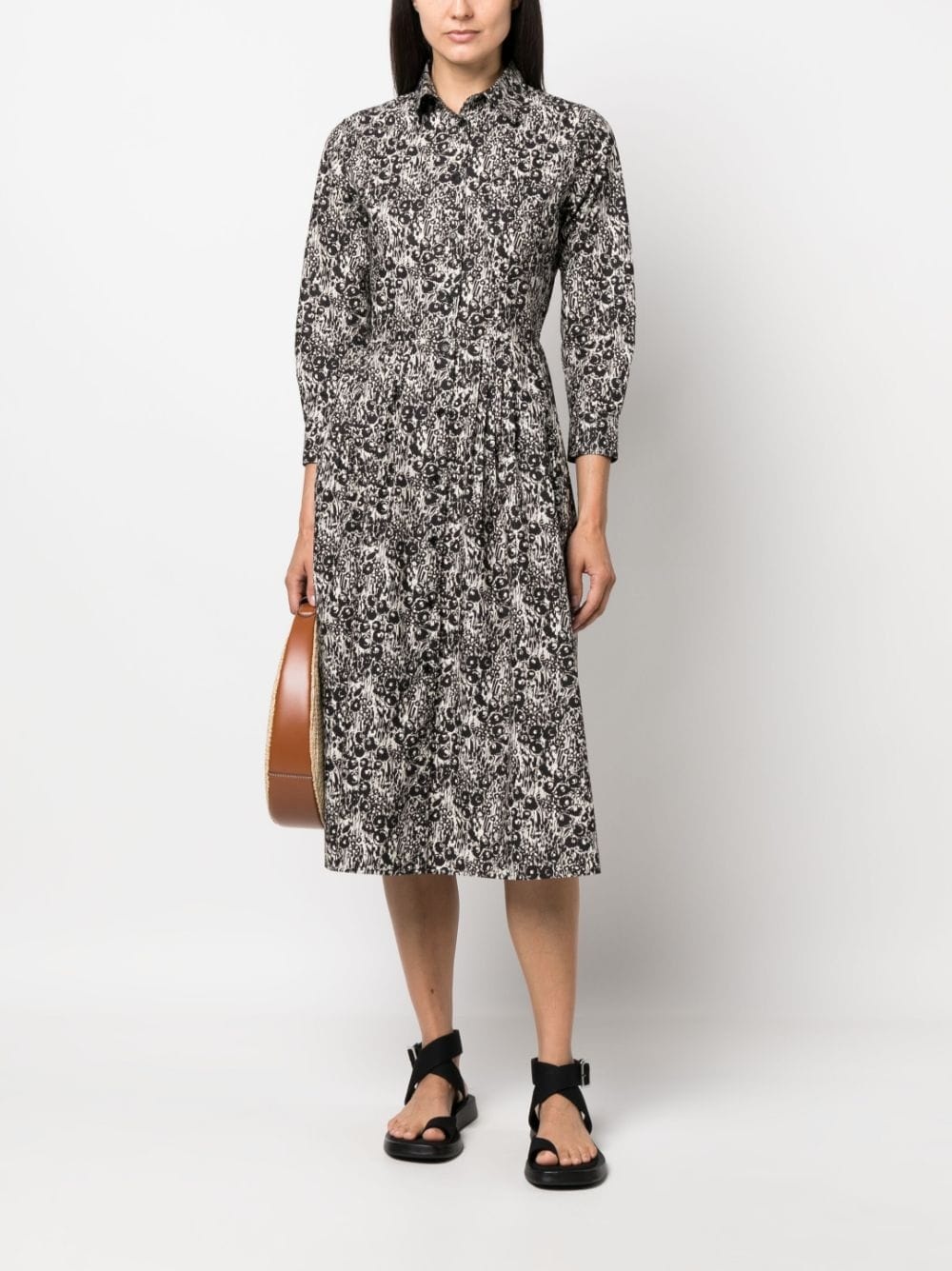 graphic-print long-sleeve shirtdress - 2