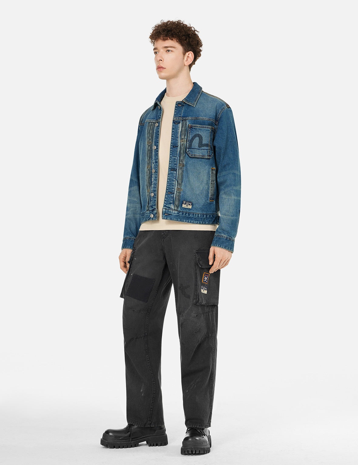 Two-tone Daicock Inserted Regular Fit Denim Jacket - 3