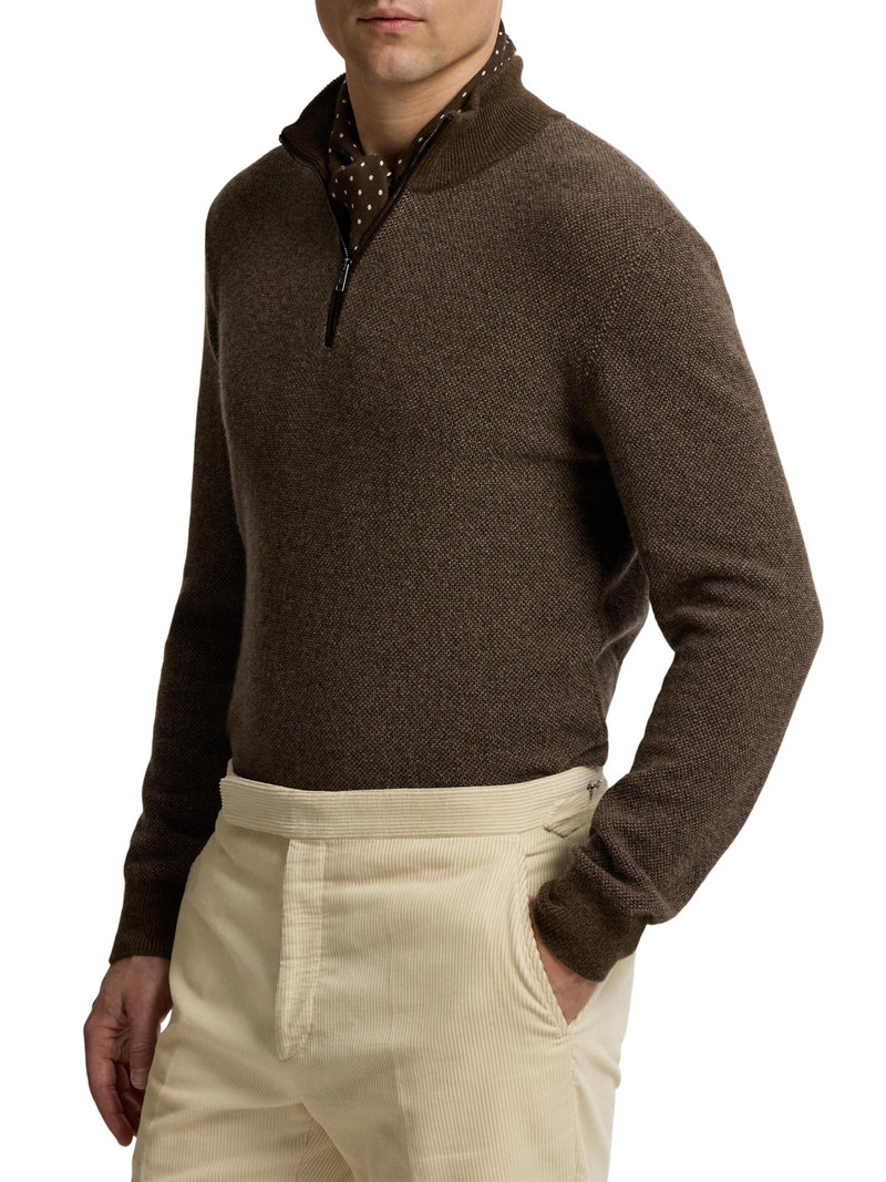 Men's Cashmere Quarter-Zip Sweater - Taupe Multi 4