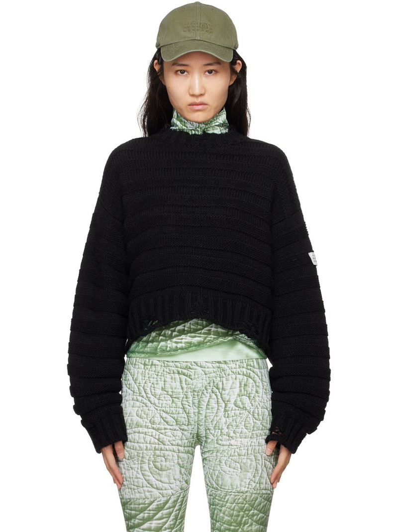 Black Distressed Sweater - 1