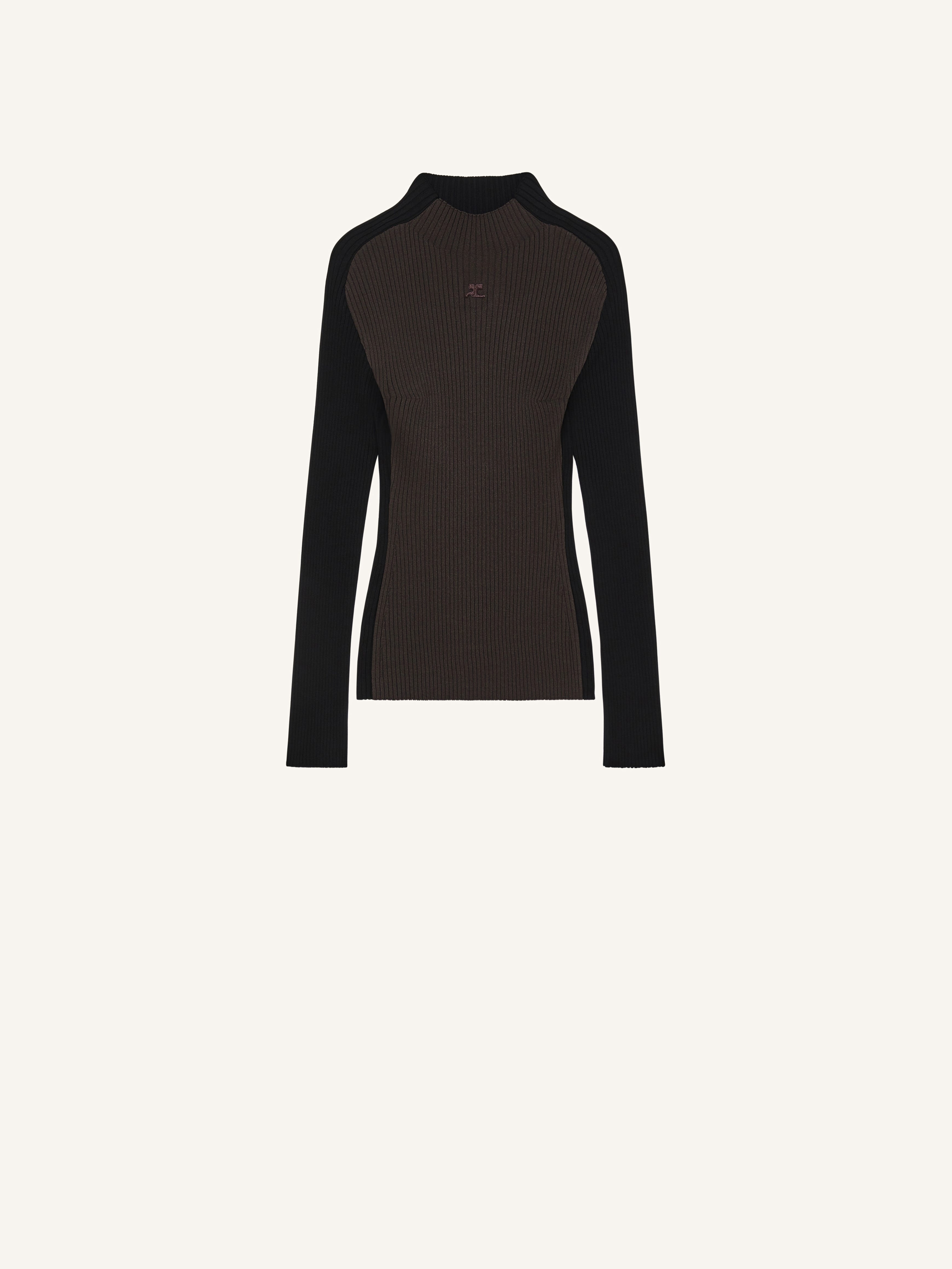 CONTRAST FRAME RIB KNIT SWEATER - 1