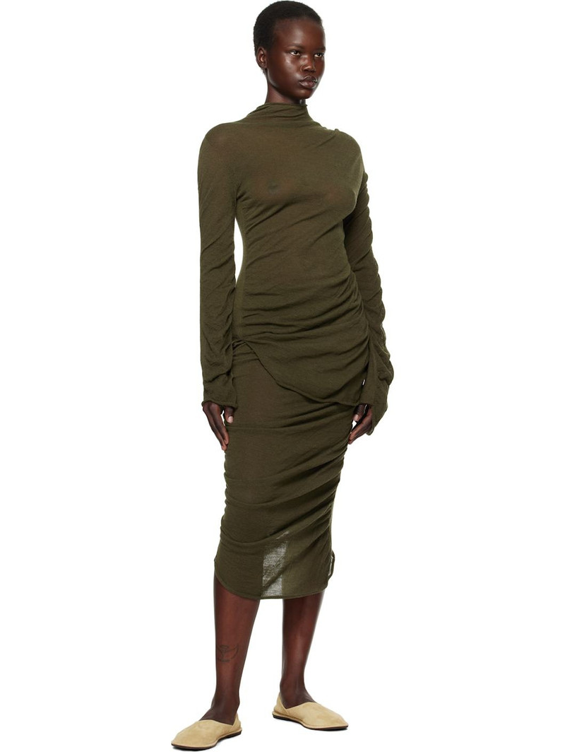 ISSEY MIYAKE Green Ambiguous Wool Midi Skirt outlook