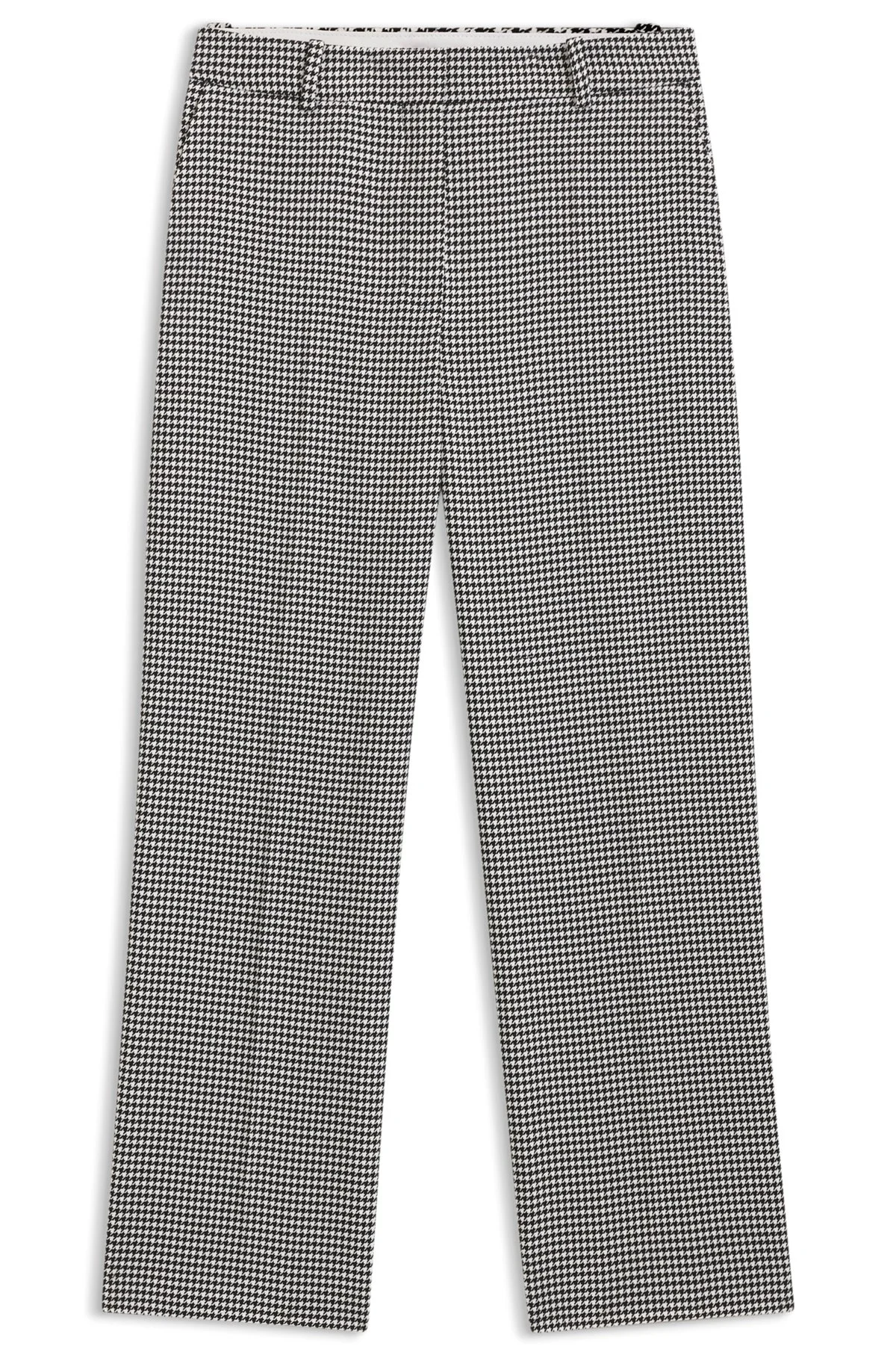 HOUNDSTOOTH STRAIGHT-LEG TROUSERS IN STRETCH FABRIC - 1