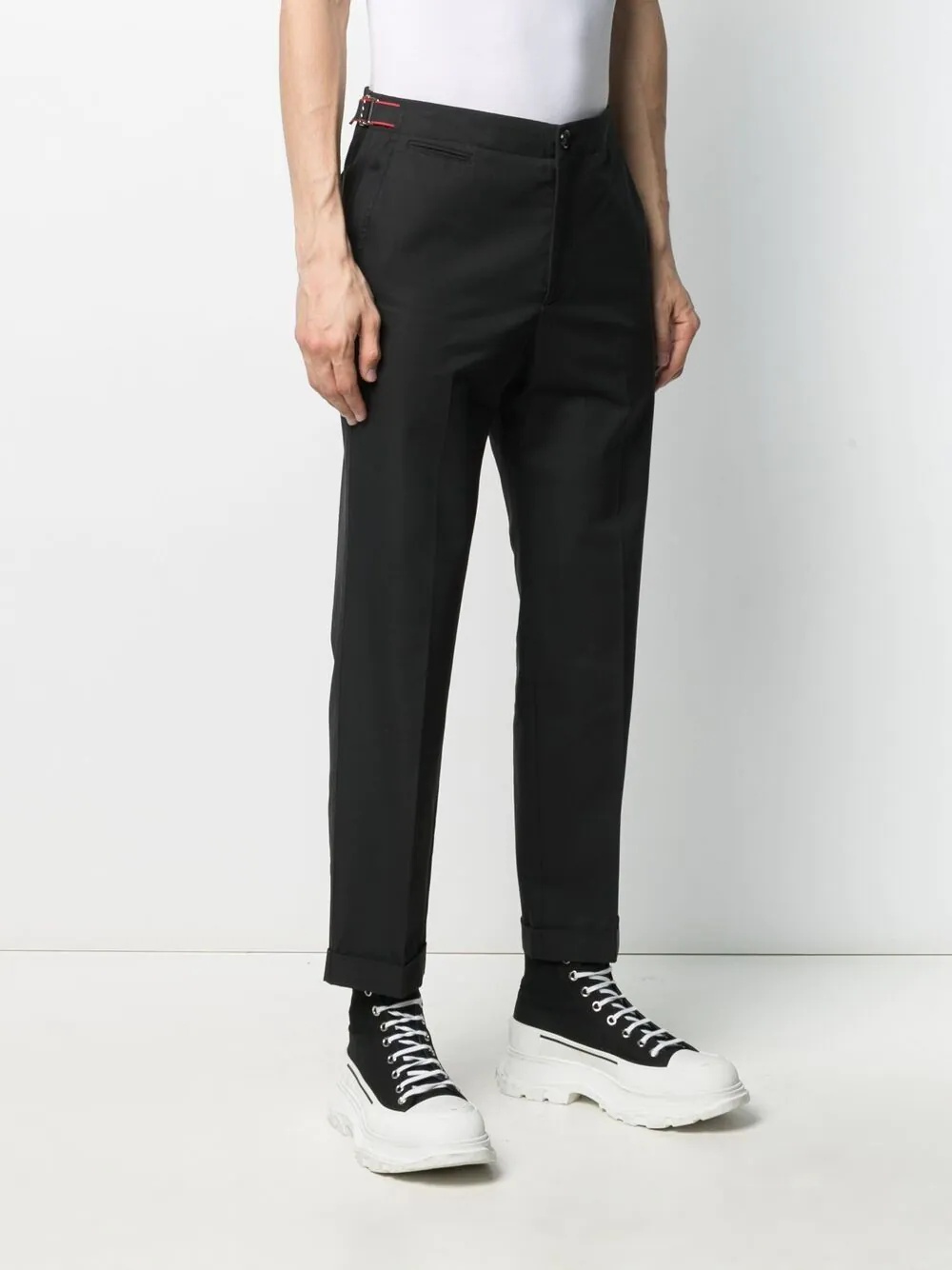 logo-strap tailored trousers - 3