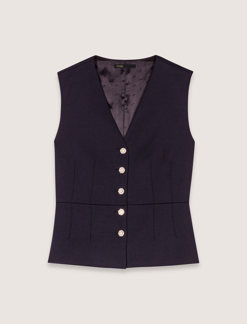 Wool blend sleeveless jacket 1