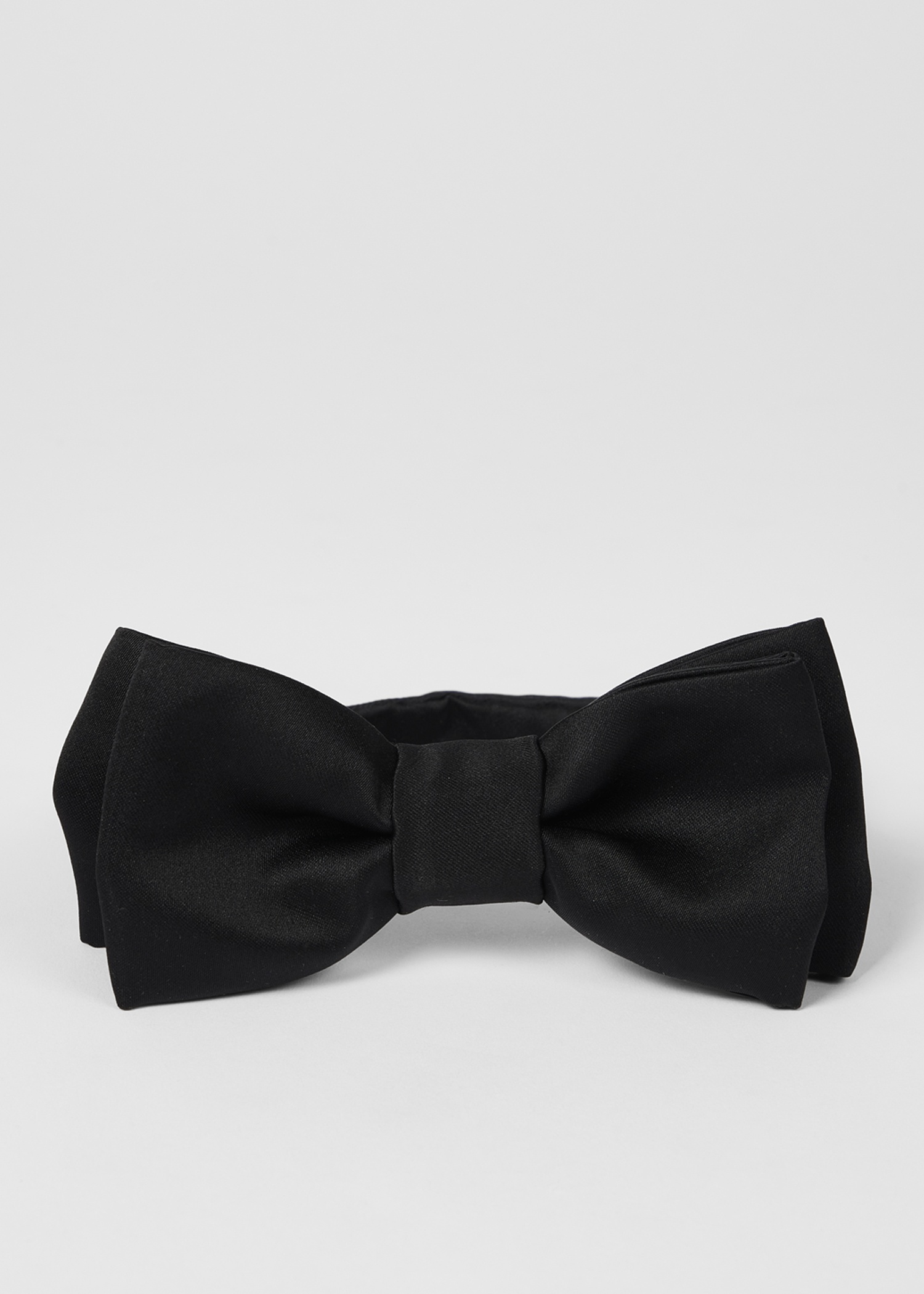 Black Pre-Tied Satin Bow Tie - 2
